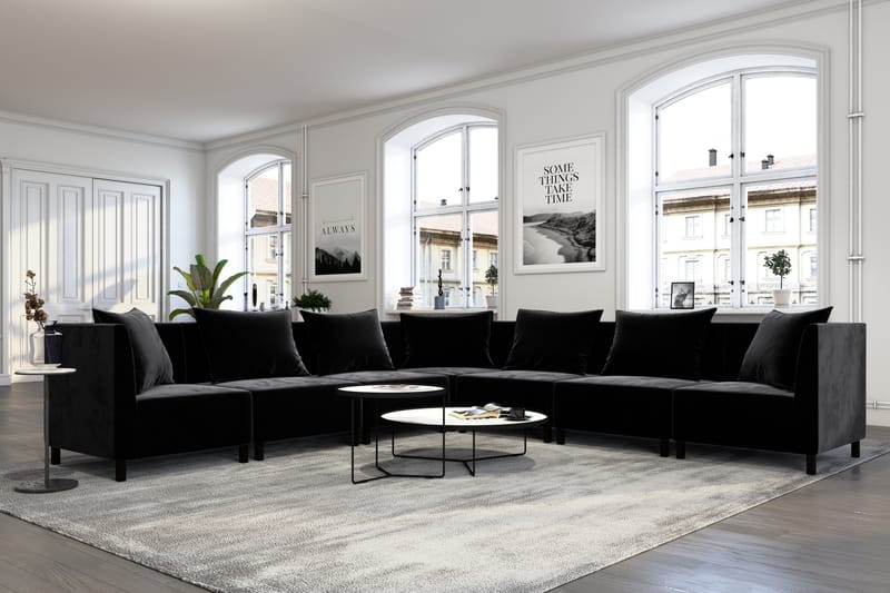 Noelia Hjørnemodul Fløyel - Svart - Møbler - Sofaer - Modulsofaer - Hjørnemodul