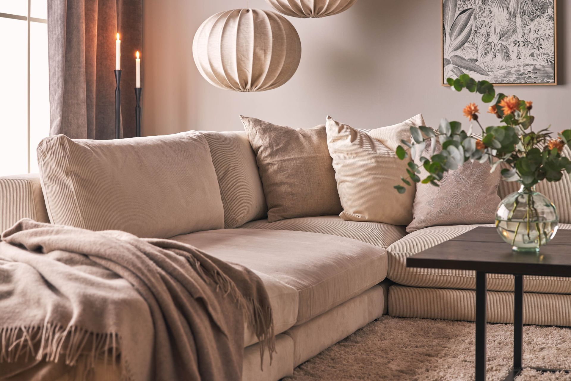 Noha Hjørnemodul Manchester - Beige Kordfløyel - Møbler - Sofaer - Modulsofaer - Hjørnemodul