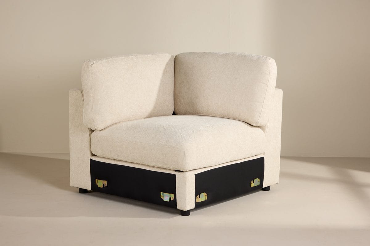 Hjørnemodul Salerno i stoff - Beige