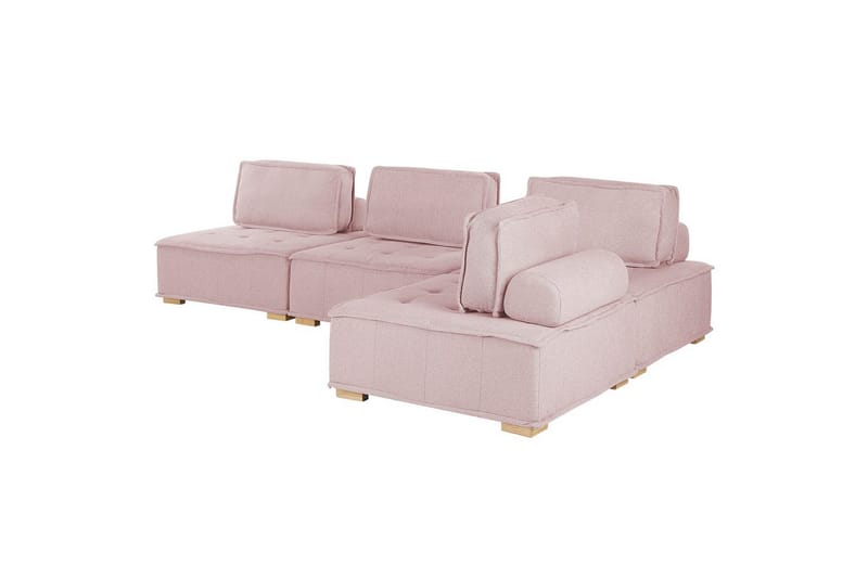 Hörnsoffa Beliani Tibro Beige/ljust trä Blush Pink||Light colored wood - Møbler - Sofaer - Modulsofaer - Komplett modulsofa