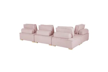 Hörnsoffa Beliani Tibro Beige/ljust trä Blush Pink||Light colored wood - Møbler - Sofaer - Modulsofaer - Komplett modulsofa