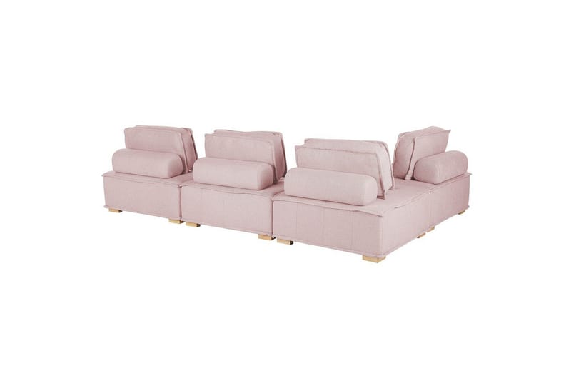 Hörnsoffa Beliani Tibro Beige/ljust trä Blush Pink||Light colored wood - Møbler - Sofaer - Modulsofaer - Komplett modulsofa