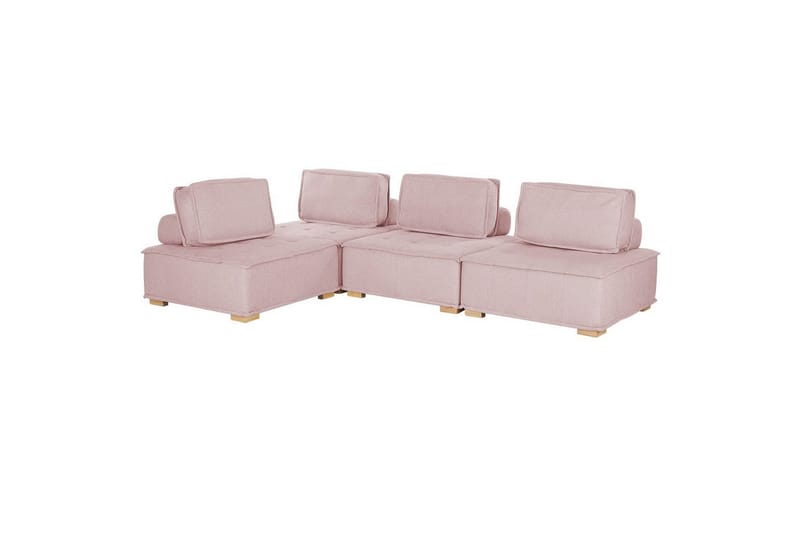 Hörnsoffa Beliani Tibro Beige/ljust trä Blush Pink||Light colored wood - Møbler - Sofaer - Modulsofaer - Komplett modulsofa