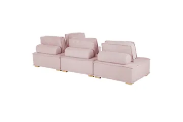 Hörnsoffa Beliani Tibro Beige/ljust trä Blush Pink||Light colored wood - Møbler - Sofaer - Modulsofaer - Komplett modulsofa