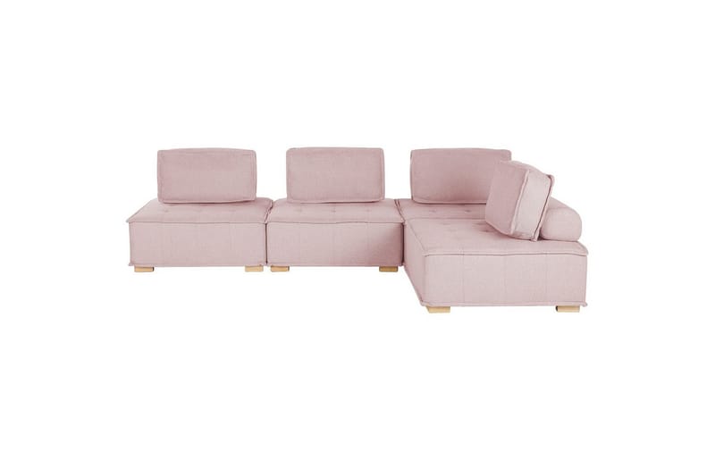 Hörnsoffa Beliani Tibro Beige/ljust trä Blush Pink||Light colored wood - Møbler - Sofaer - Modulsofaer - Komplett modulsofa