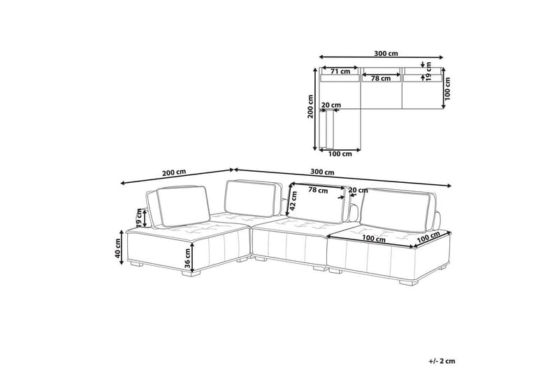 Hörnsoffa Beliani Tibro Beige/ljust trä Blush Pink||Light colored wood - Møbler - Sofaer - Modulsofaer - Komplett modulsofa