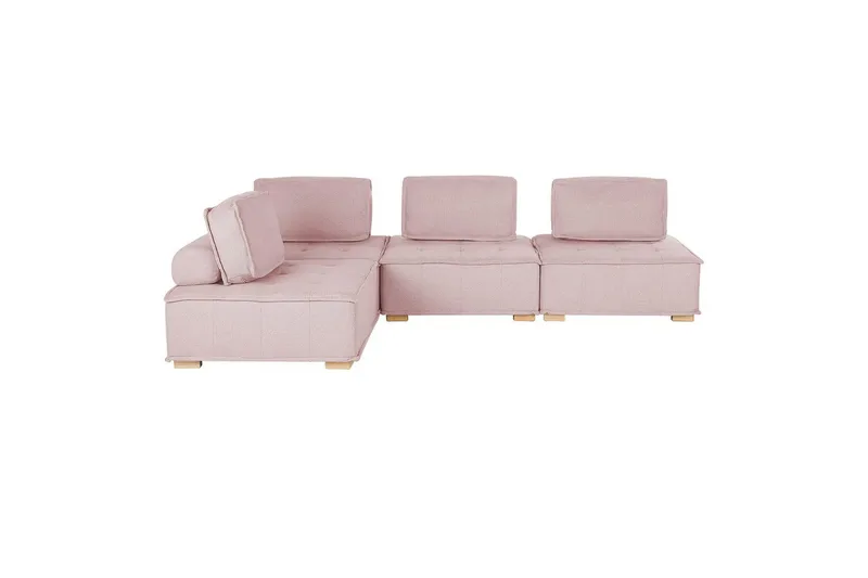 Hörnsoffa Beliani Tibro Beige/ljust trä Blush Pink||Light colored wood - Møbler - Sofaer - Modulsofaer - Komplett modulsofa