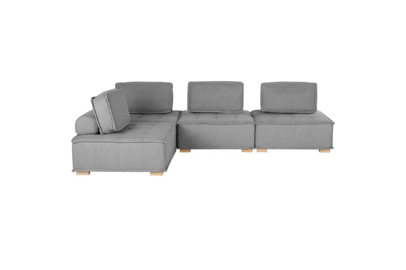 Hörnsoffa Beliani Tibro Beige/ljust trä Light grey||Light colored wood - Møbler - Sofaer - Modulsofaer - Komplett modulsofa