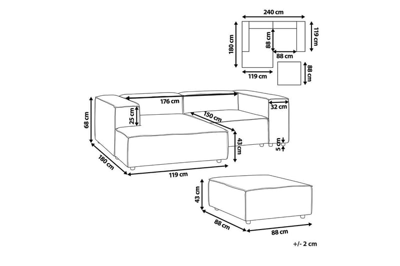 Hörnsoffa med fotpall Beliani Aprica Beige - Møbler - Sofaer - Modulsofaer - Komplett modulsofa