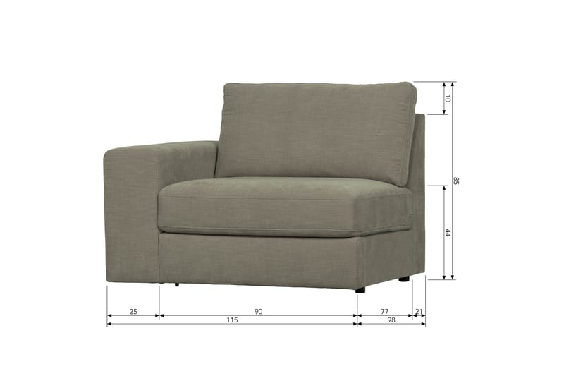 Kielstra Venstremodul - Varmgrå - Møbler - Sofaer - Modulsofaer - Øvrige moduler for modulsofa