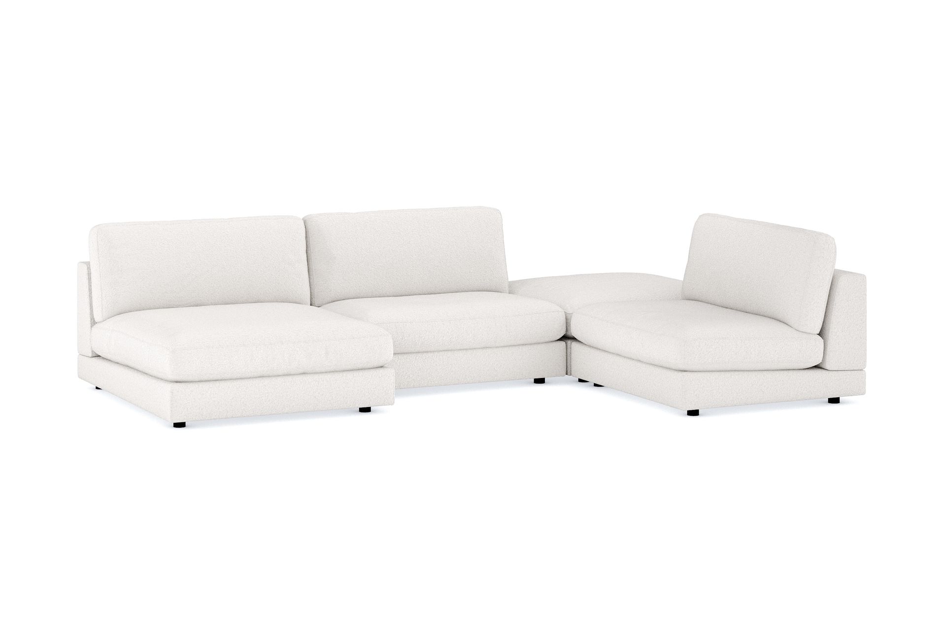 Arken 6-seters U-formet Modulsofa + Fotskammel i Bouclé - Hvit - Møbler - Sofaer - Modulsofaer - Komplett modulsofa