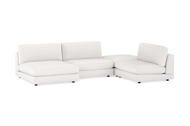 Arken 6-seters U-formet Modulsofa + Fotskammel i Bouclé - Hvit - Møbler - Sofaer - Modulsofaer - Komplett modulsofa