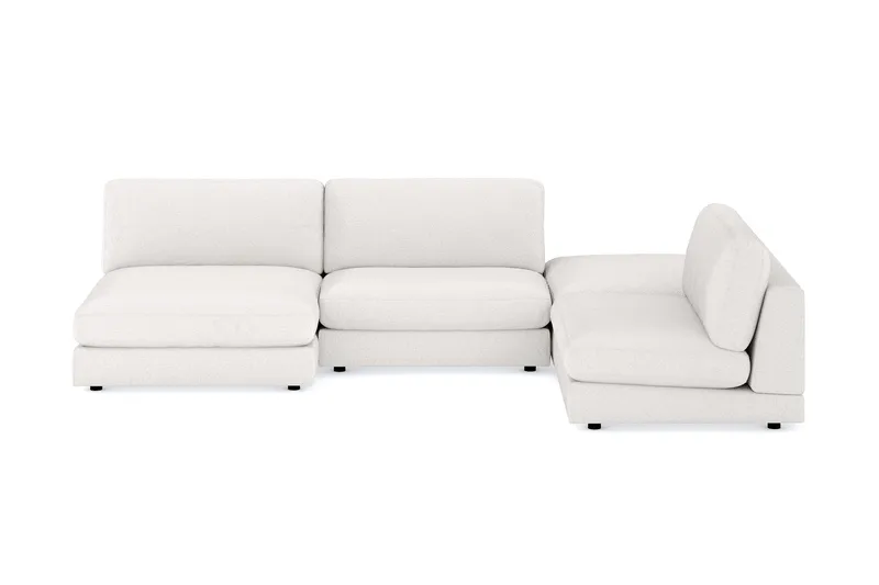 Arken 6-seters U-formet Modulsofa + Fotskammel i Bouclé, Hvit