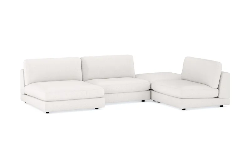Arken 6-seters U-formet Modulsofa + Fotskammel i Bouclé - Hvit - Møbler - Sofaer - Modulsofaer - Komplett modulsofa