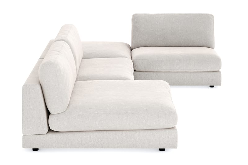 Arken 6-seters U-formet Modulsofa + Fotskammel i Fløyel - Kremhvit - Møbler - Sofaer - Modulsofaer - Komplett modulsofa