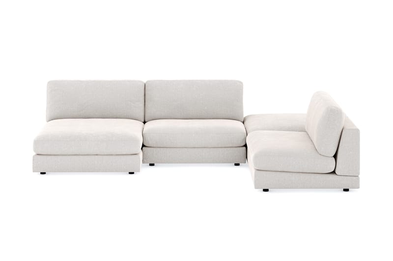 Arken 6-seters U-formet Modulsofa + Fotskammel i Fløyel, Kremhvit