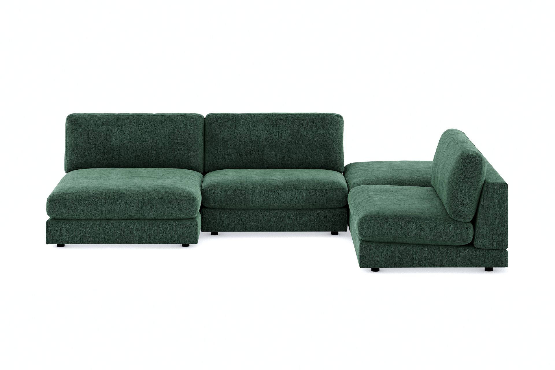 Arken 6-seters U-formet Modulsofa + Fotskammel i Fløyel - Mørkegrønn - Møbler - Sofaer - Modulsofaer - Komplett modulsofa