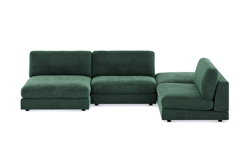Arken 6-seters U-formet Modulsofa + Fotskammel i Fløyel - Mørkegrønn - Møbler - Sofaer - Modulsofaer - Komplett modulsofa