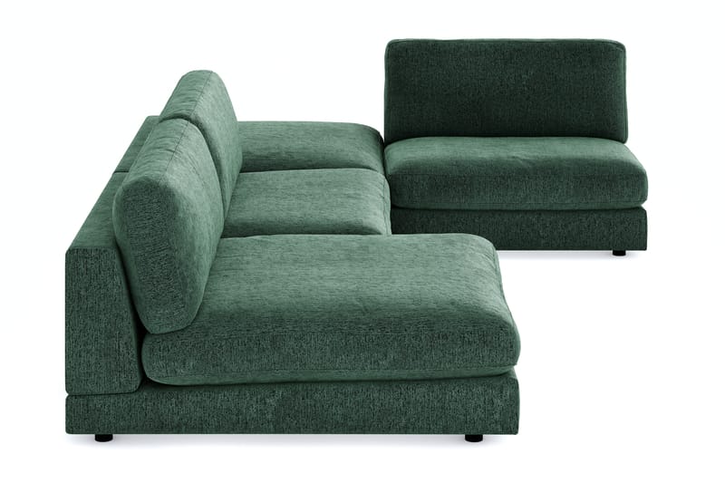 Arken 6-seters U-formet Modulsofa + Fotskammel i Fløyel - Mørkegrønn - Møbler - Sofaer - Modulsofaer - Komplett modulsofa