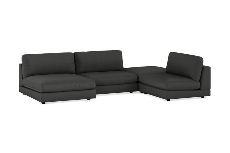 Arken 6-seters U-formet Modulsofa + Fotskammel i Manchester - Mørk grå - Møbler - Sofaer - Modulsofaer - Komplett modulsofa