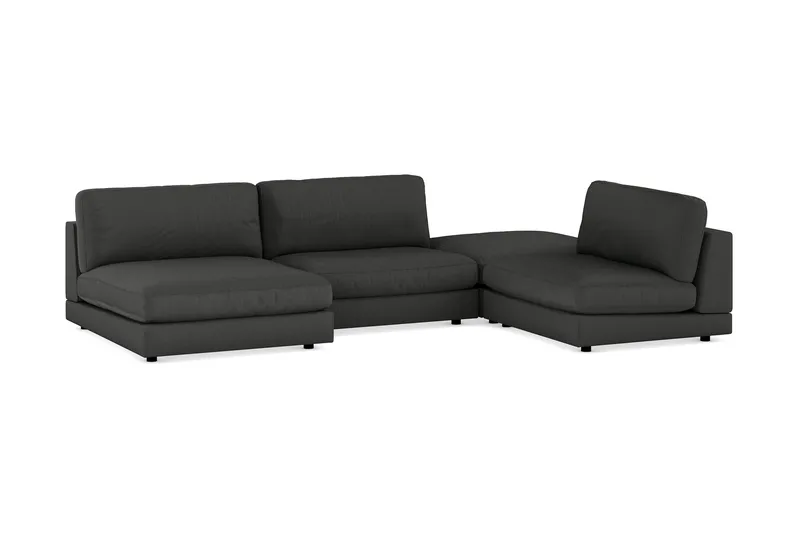 Arken 6-seters U-formet Modulsofa + Fotskammel i Manchester - Mørk grå - Møbler - Sofaer - Modulsofaer - Komplett modulsofa