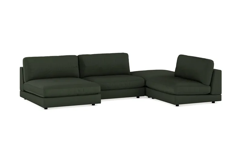 Arken 6-seters U-formet Modulsofa + Fotskammel i Manchester - Mørkegrønn - Møbler - Sofaer - Modulsofaer - Komplett modulsofa