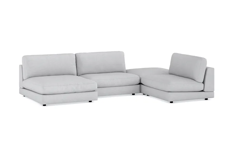 Arken 6-seters U-formet Modulsofa + Fotskammel i Stoff - Lys grå - Møbler - Sofaer - Modulsofaer - Komplett modulsofa