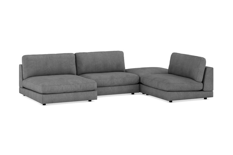 Arken 6-seters U-formet Modulsofa + Fotskammel i Stoff - Mørk grå - Møbler - Sofaer - Modulsofaer - Komplett modulsofa