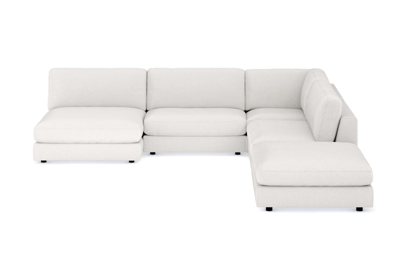 Arken 6-seters Vendbar L-formet Modulhjørnesofa med Divan + Fotskammel i Bouclé - Hvit - Møbler - Sofaer - Modulsofaer - Komplett modulsofa