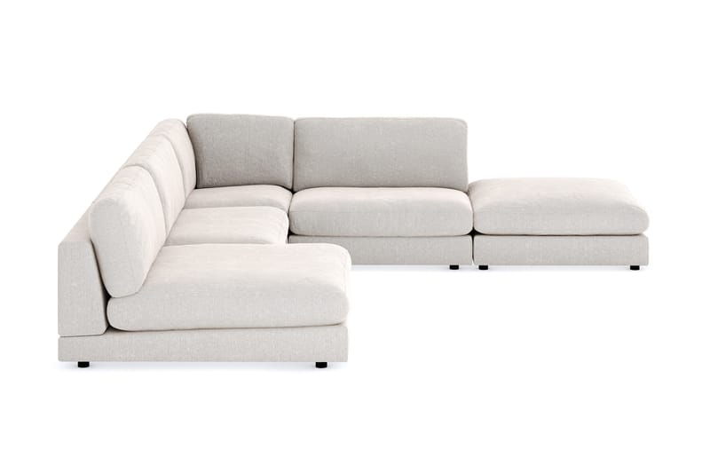 Arken 6-seters Vendbar L-formet Modulhjørnesofa med Divan + Fotskammel i Fløyel - Kremhvit - Møbler - Sofaer - Modulsofaer - Komplett modulsofa