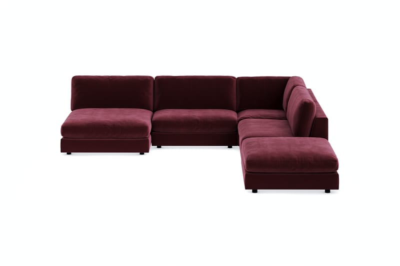 Arken 6-seters Vendbar L-formet Modulhjørnesofa med Divan + Fotskammel i Fløyel - Lilla - Møbler - Sofaer - Modulsofaer - Komplett modulsofa