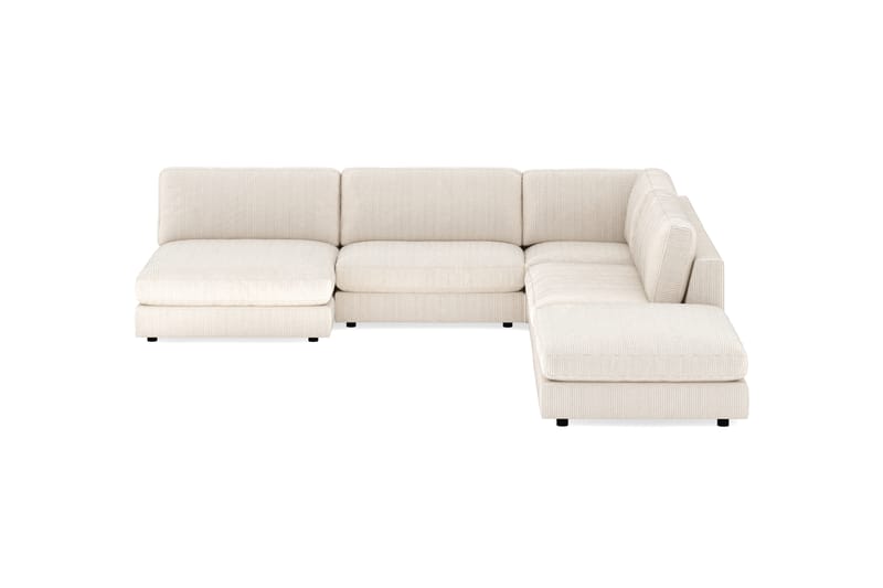 Arken 6-seters Vendbar L-formet Modulhjørnesofa med Divan + Fotskammel i Manchester - Beige - Møbler - Sofaer - Modulsofaer - Komplett modulsofa