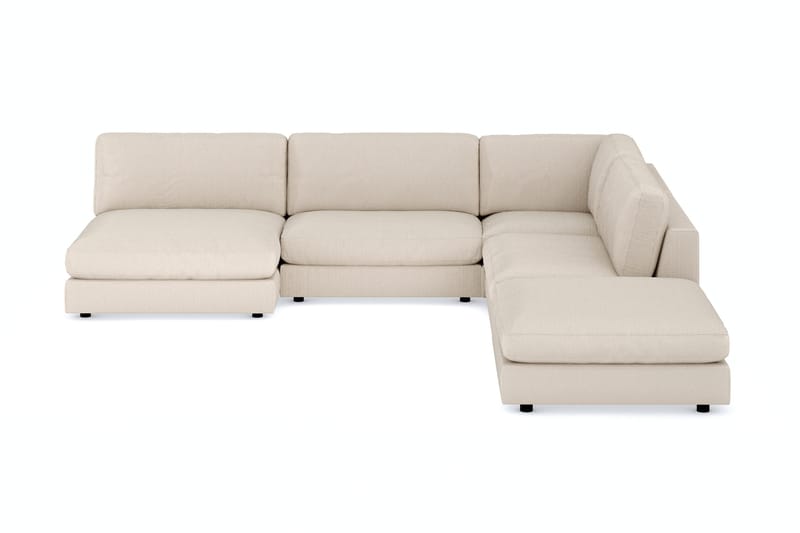 Arken 6-seters Vendbar L-formet Modulhjørnesofa med Divan + Fotskammel i Manchester, Beige