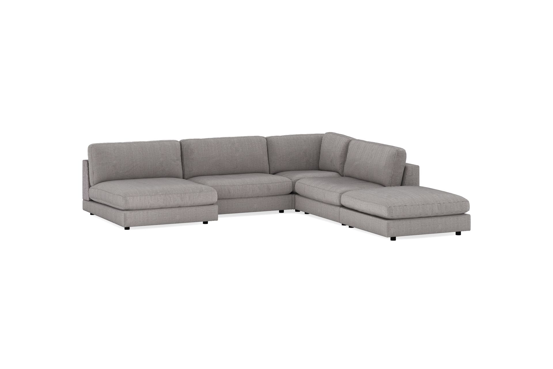 Arken 6-seters Vendbar L-formet Modulhjørnesofa med Divan + Fotskammel i Manchester - Mørk grå - Møbler - Sofaer - Modulsofaer - Komplett modulsofa