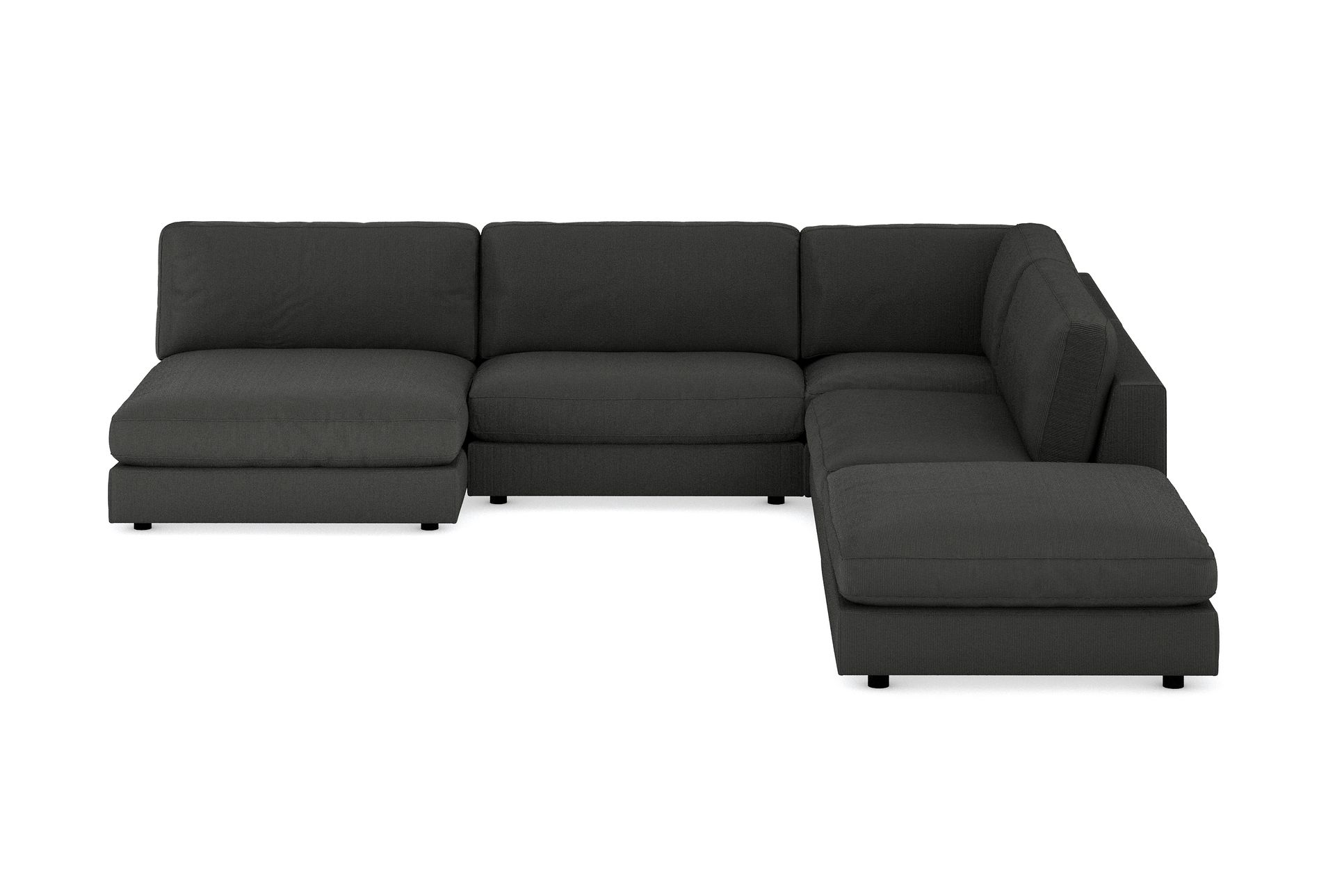 Arken 6-seters Vendbar L-formet Modulhjørnesofa med Divan + Fotskammel i Manchester - Mørk grå - Møbler - Sofaer - Modulsofaer - Komplett modulsofa