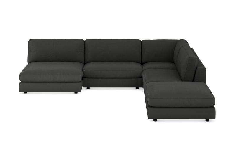 Arken 6-seters Vendbar L-formet Modulhjørnesofa med Divan + Fotskammel i Manchester - Mørk grå - Møbler - Sofaer - Modulsofaer - Komplett modulsofa