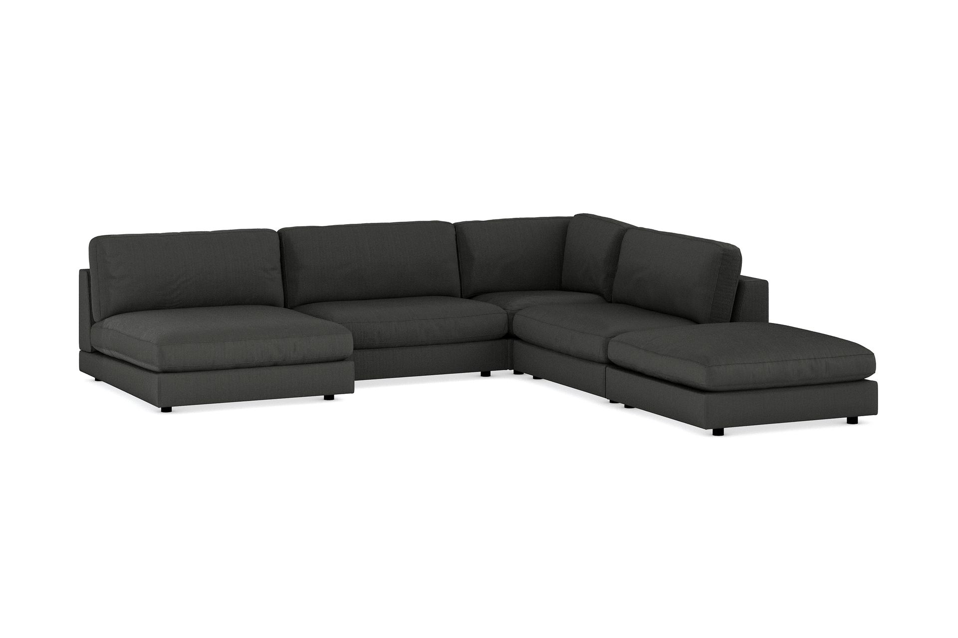 Arken 6-seters Vendbar L-formet Modulhjørnesofa med Divan + Fotskammel i Manchester - Mørk grå - Møbler - Sofaer - Modulsofaer - Komplett modulsofa