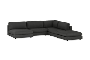 Arken 6-seters Vendbar L-formet Modulhjørnesofa med Divan + Fotskammel i Manchester - Mørk grå - Møbler - Sofaer - Modulsofaer - Komplett modulsofa