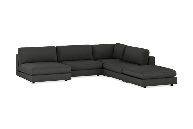 Arken 6-seters Vendbar L-formet Modulhjørnesofa med Divan + Fotskammel i Manchester - Mørk grå - Møbler - Sofaer - Modulsofaer - Komplett modulsofa