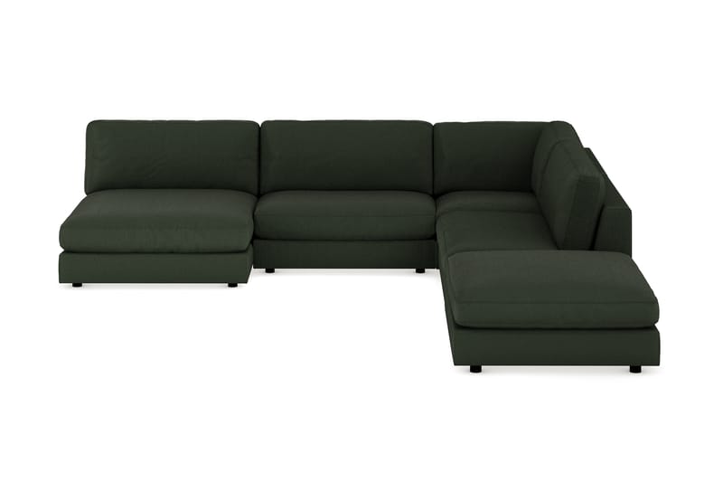 Arken 6-seters Vendbar L-formet Modulhjørnesofa med Divan + Fotskammel i Manchester - Mørkegrønn - Møbler - Sofaer - Modulsofaer - Komplett modulsofa