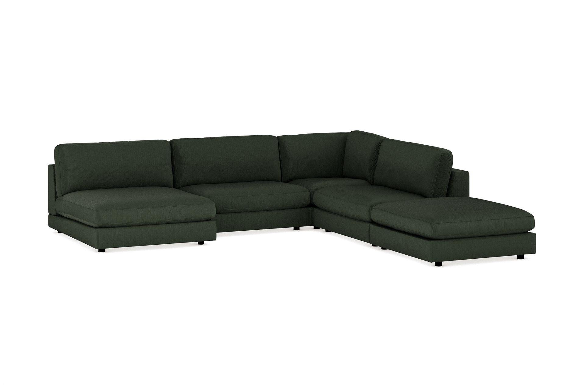 Arken 6-seters Vendbar L-formet Modulhjørnesofa med Divan + Fotskammel i Manchester - Mørkegrønn - Møbler - Sofaer - Modulsofaer - Komplett modulsofa