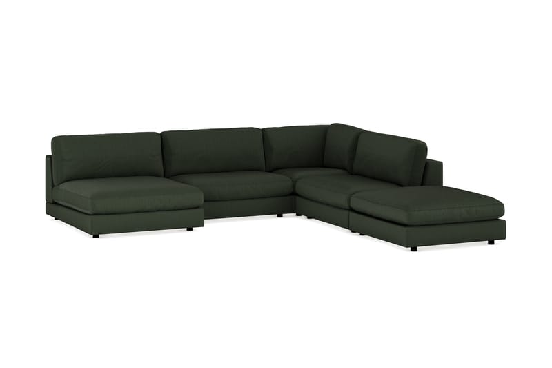 Arken 6-seters Vendbar L-formet Modulhjørnesofa med Divan + Fotskammel i Manchester - Mørkegrønn - Møbler - Sofaer - Modulsofaer - Komplett modulsofa