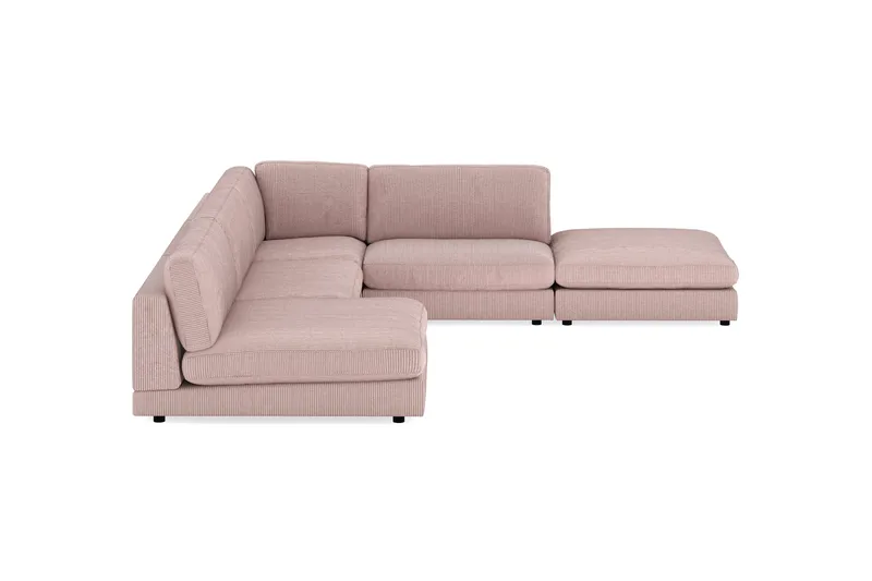 Arken 6-seters Vendbar L-formet Modulhjørnesofa med Divan + Fotskammel i Manchester - Rosa - Møbler - Sofaer - Modulsofaer - Komplett modulsofa