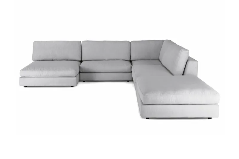 Arken 6-seters Vendbar L-formet Modulhjørnesofa med Divan + Fotskammel i Stoff, Grå