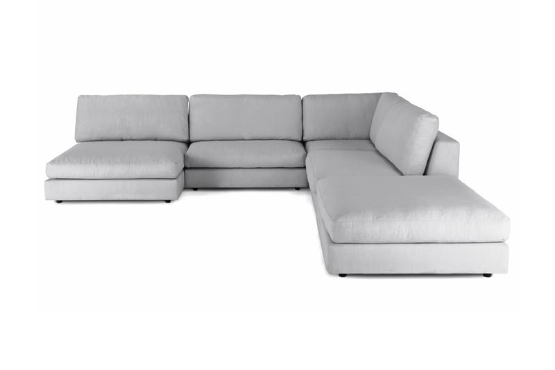 Arken 6-seters Vendbar L-formet Modulhjørnesofa med Divan + Fotskammel i Stoff - Grå - Møbler - Sofaer - Modulsofaer - Komplett modulsofa