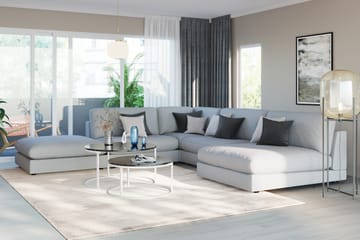 Arken 6-seters Vendbar L-formet Modulhjørnesofa med Divan + Fotskammel i Stoff - Grå - Møbler - Sofaer - Modulsofaer - Komplett modulsofa