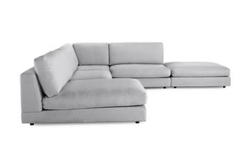 Arken 6-seters Vendbar L-formet Modulhjørnesofa med Divan + Fotskammel i Stoff - Grå - Møbler - Sofaer - Modulsofaer - Komplett modulsofa