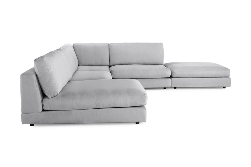 Arken 6-seters Vendbar L-formet Modulhjørnesofa med Divan + Fotskammel i Stoff - Grå - Møbler - Sofaer - Modulsofaer - Komplett modulsofa