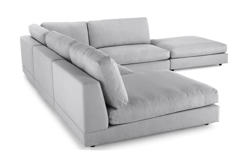 Arken 6-seters Vendbar L-formet Modulhjørnesofa med Divan + Fotskammel i Stoff - Grå - Møbler - Sofaer - Modulsofaer - Komplett modulsofa