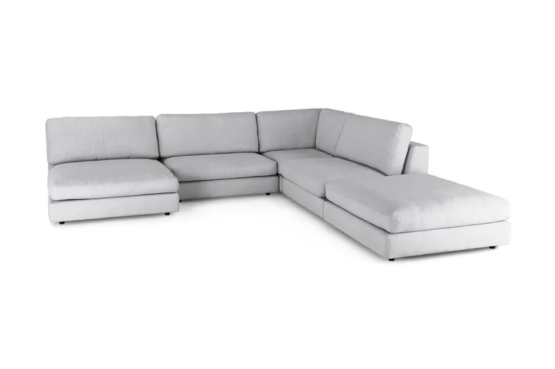 Arken 6-seters Vendbar L-formet Modulhjørnesofa med Divan + Fotskammel i Stoff - Grå - Møbler - Sofaer - Modulsofaer - Komplett modulsofa